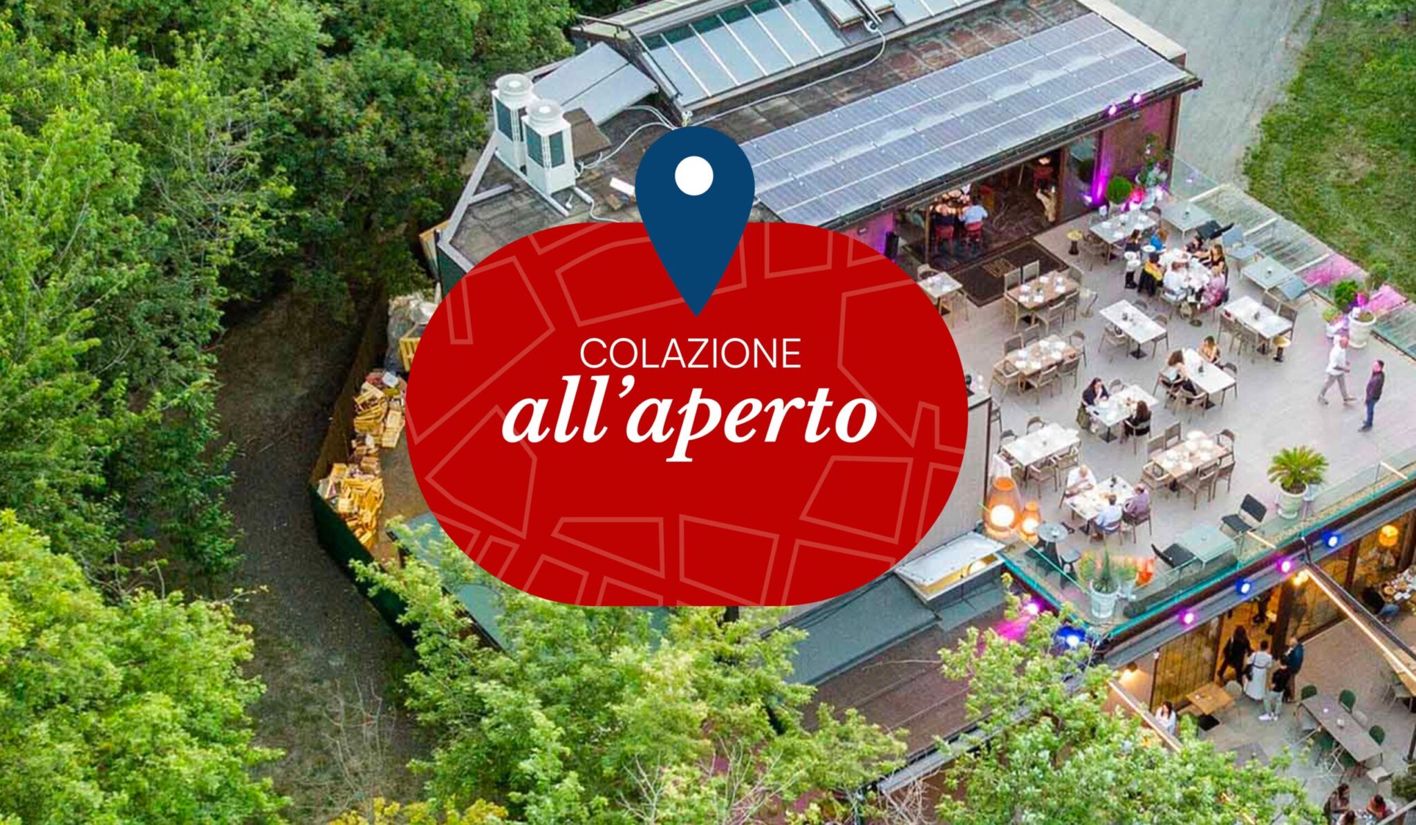 Mappa interattiva dei migliori locali con dehors e spazi all'aperto dove fare colazione.