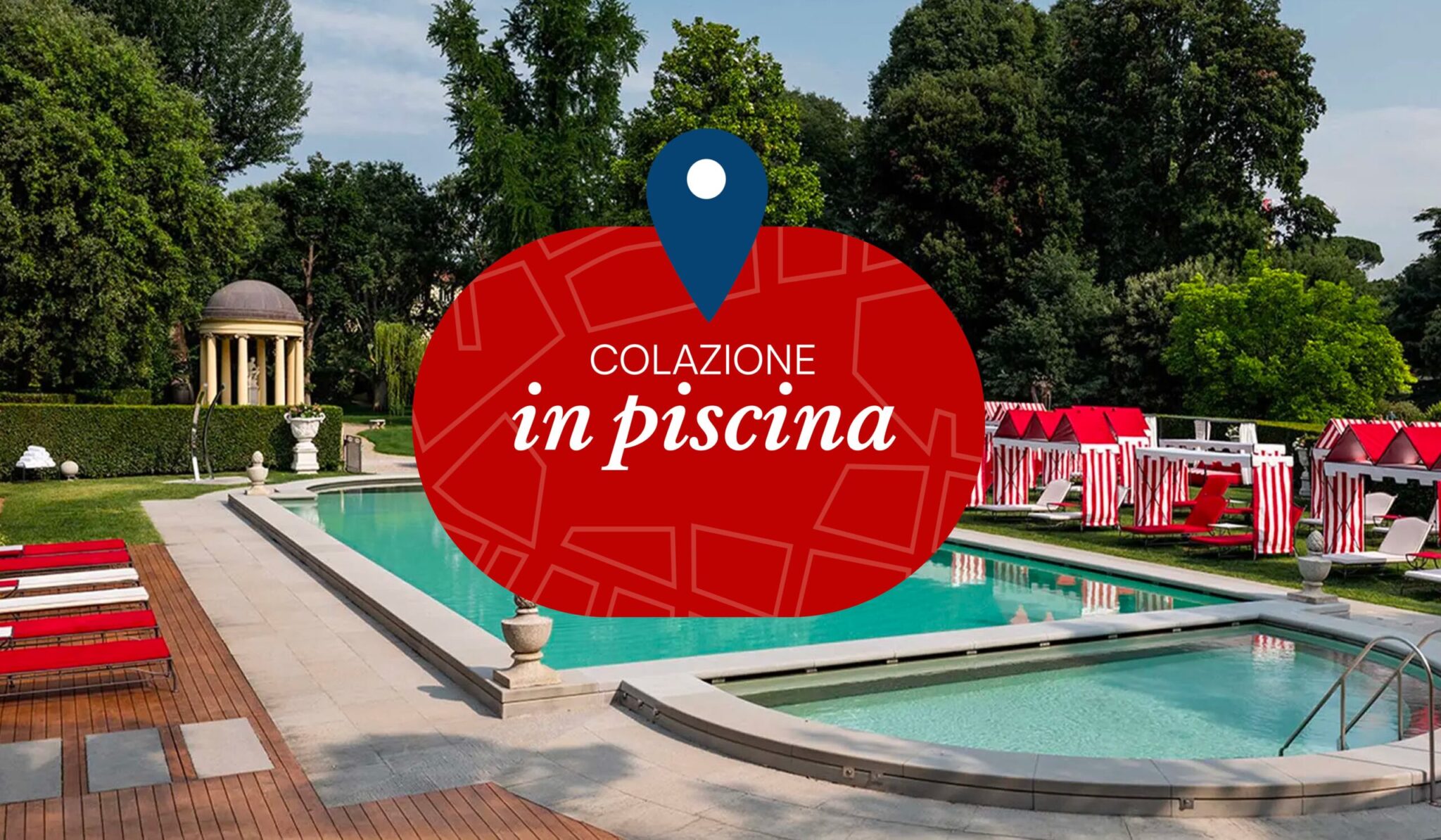Mappa interattiva degli hotel, resort e locali con piscina dove fare colazione.